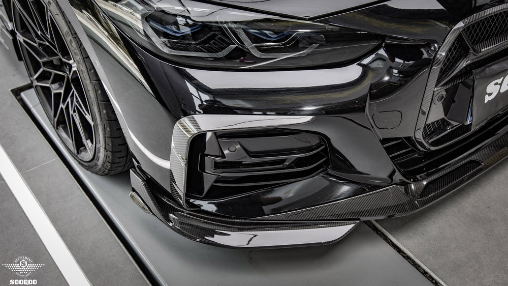 Sooqoo Pre Pregged Dry Carbon Fiber Front Canards for BMW 4 Series Coupe G22 G23 2020+