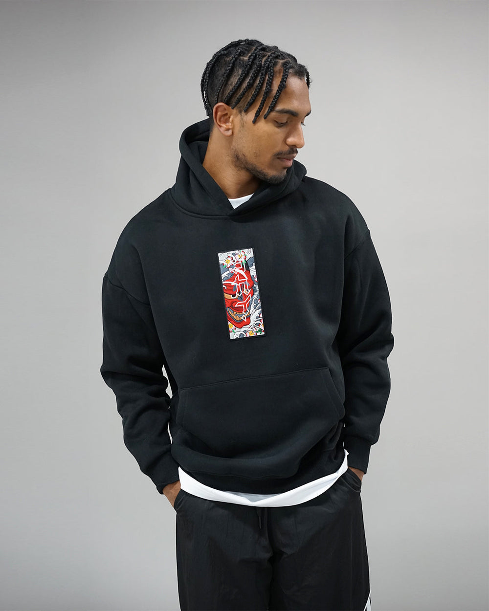 "Hannya" Patch Hoodie // BLACK