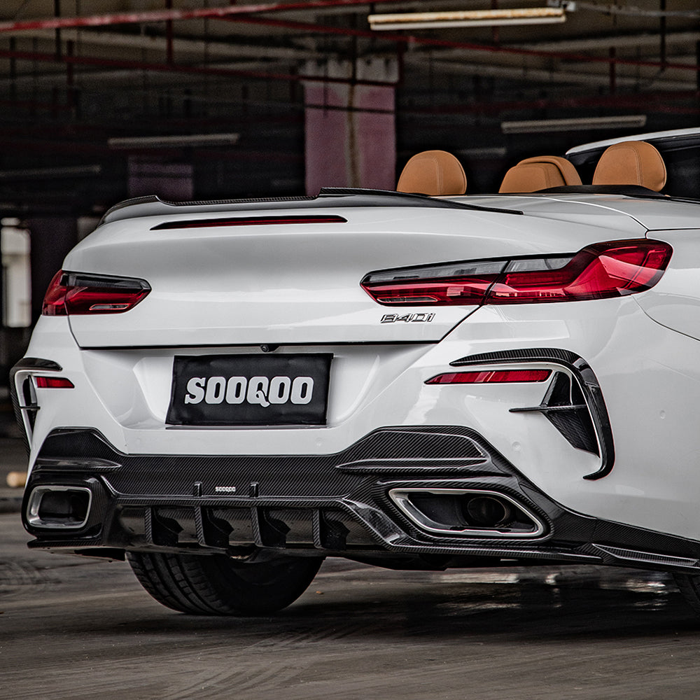 Sooqoo Pre Pregged Dry Carbon Fiber Rear Diffuser for BMW 8 Series G14 G15
